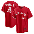 Blackjersey T.Blue Jays #4 George Springer Player Red Home Game Stitched Jerseys