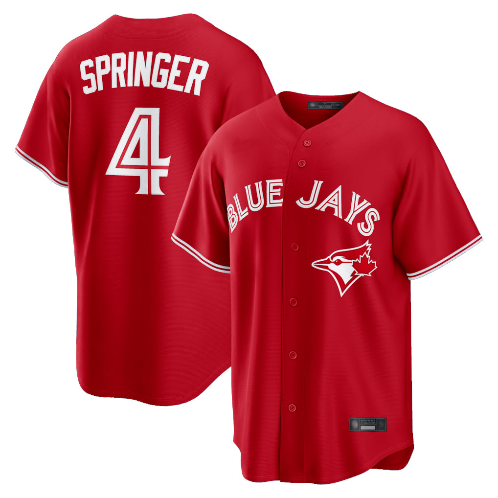 Blackjersey T.Blue Jays #4 George Springer Player Red Home Game Stitched Jerseys