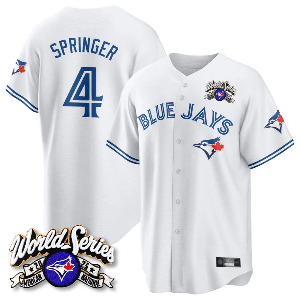 Blackjersey T.Blue Jays #4 George Springer Player White 2025 American League All Stitched Jersey