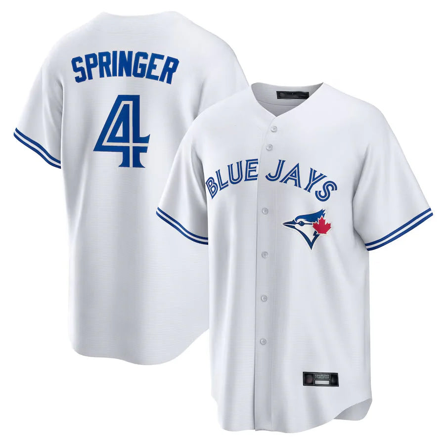 Blackjersey T.Blue Jays #4 George Springer Player White Home Game Stitched Jerseys