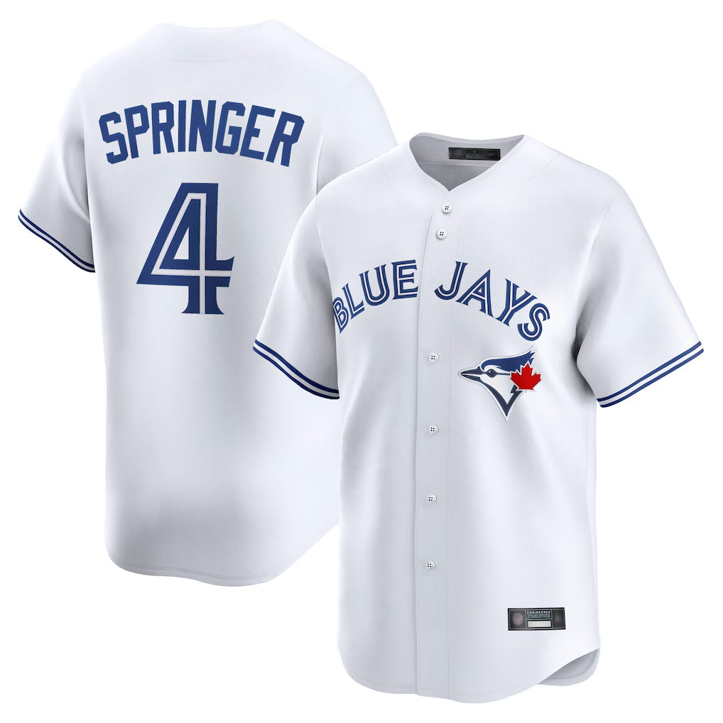 Blackjersey T.Blue Jays #4 George Springer Player White Home Limited Stitched Jerseys