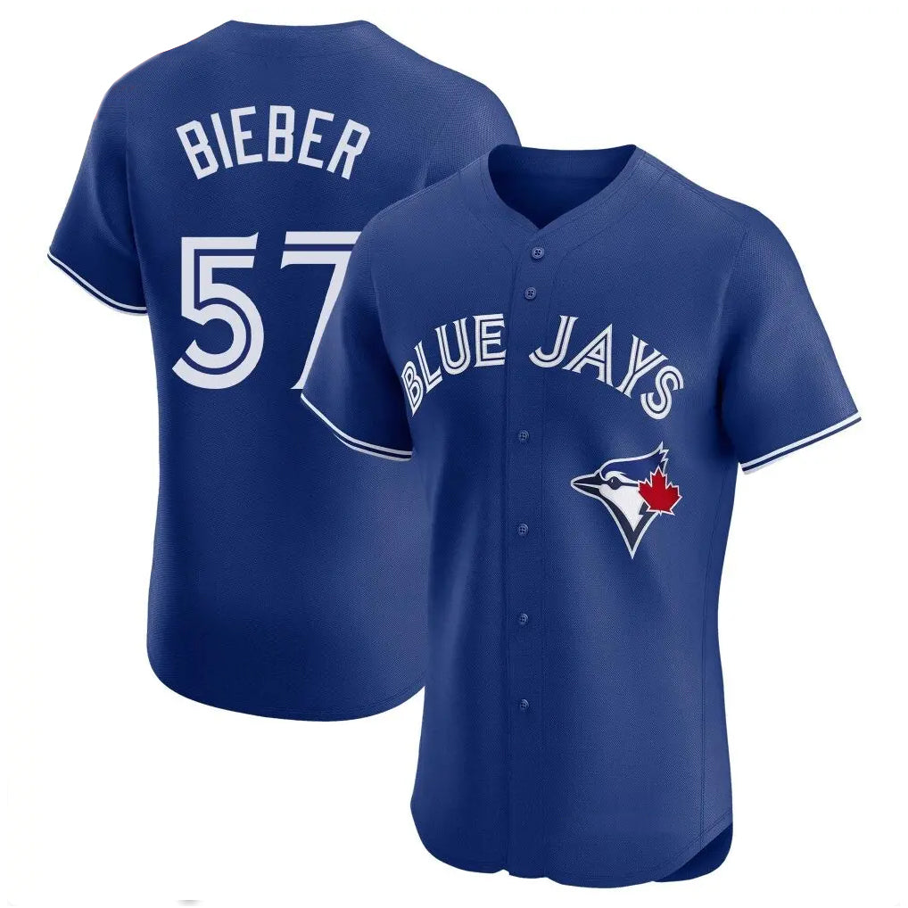 Blackjersey T.Blue Jays #57 Shane Bieber Player Royal Elite Home Limited Stitched Jerseys