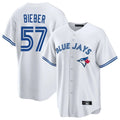 Blackjersey T.Blue Jays #57 Shane Bieber Player White Game Stitched Jerseys