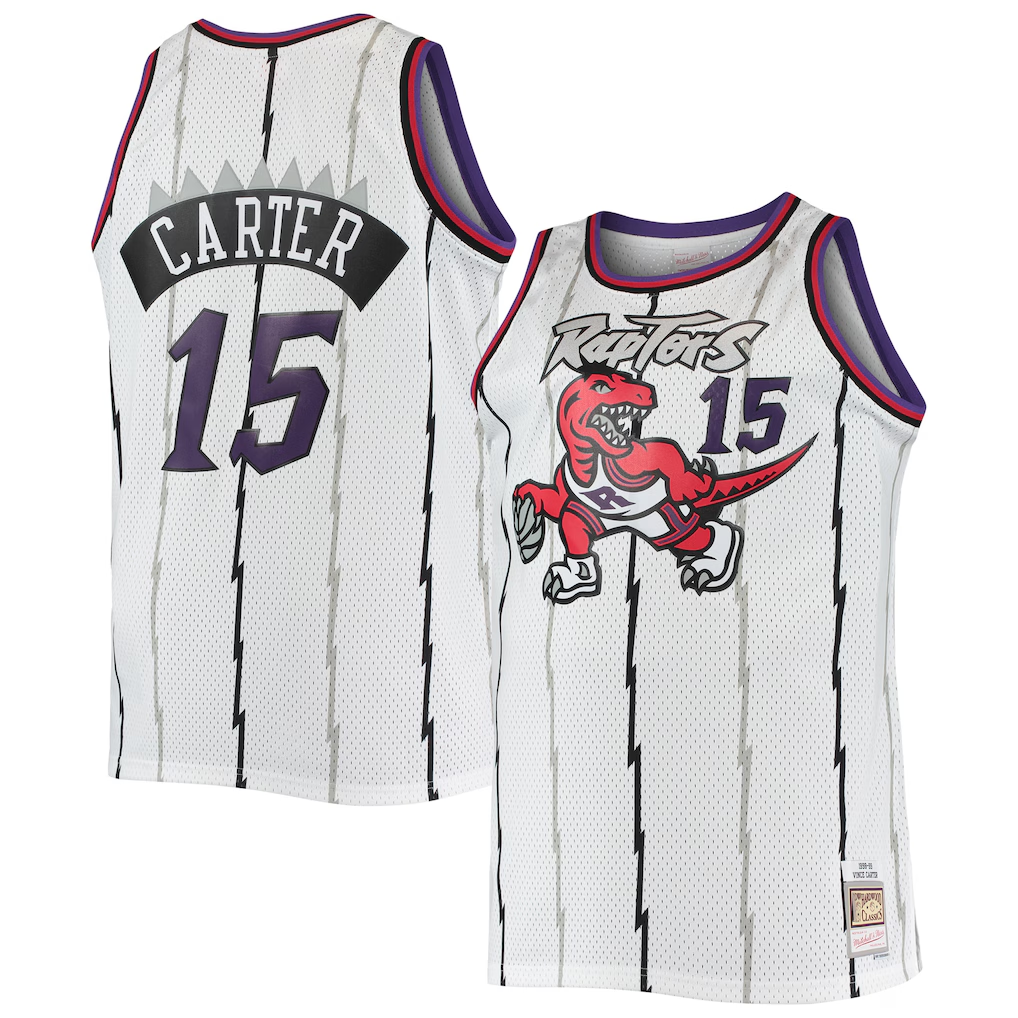 Blackjersey T.Raptors #15 Vince Carter Mitchell & Ness White 199899 Big & Tall Hardwood Classics Swingman Jerseys