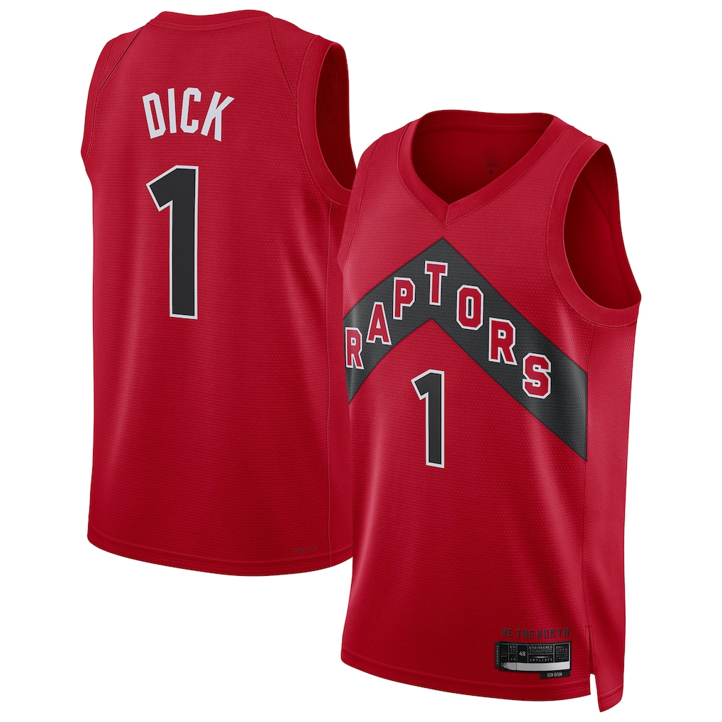 Blackjersey T.Raptors #1 Gradey Dick Red Swingman Player Jerseys - Icon Edition