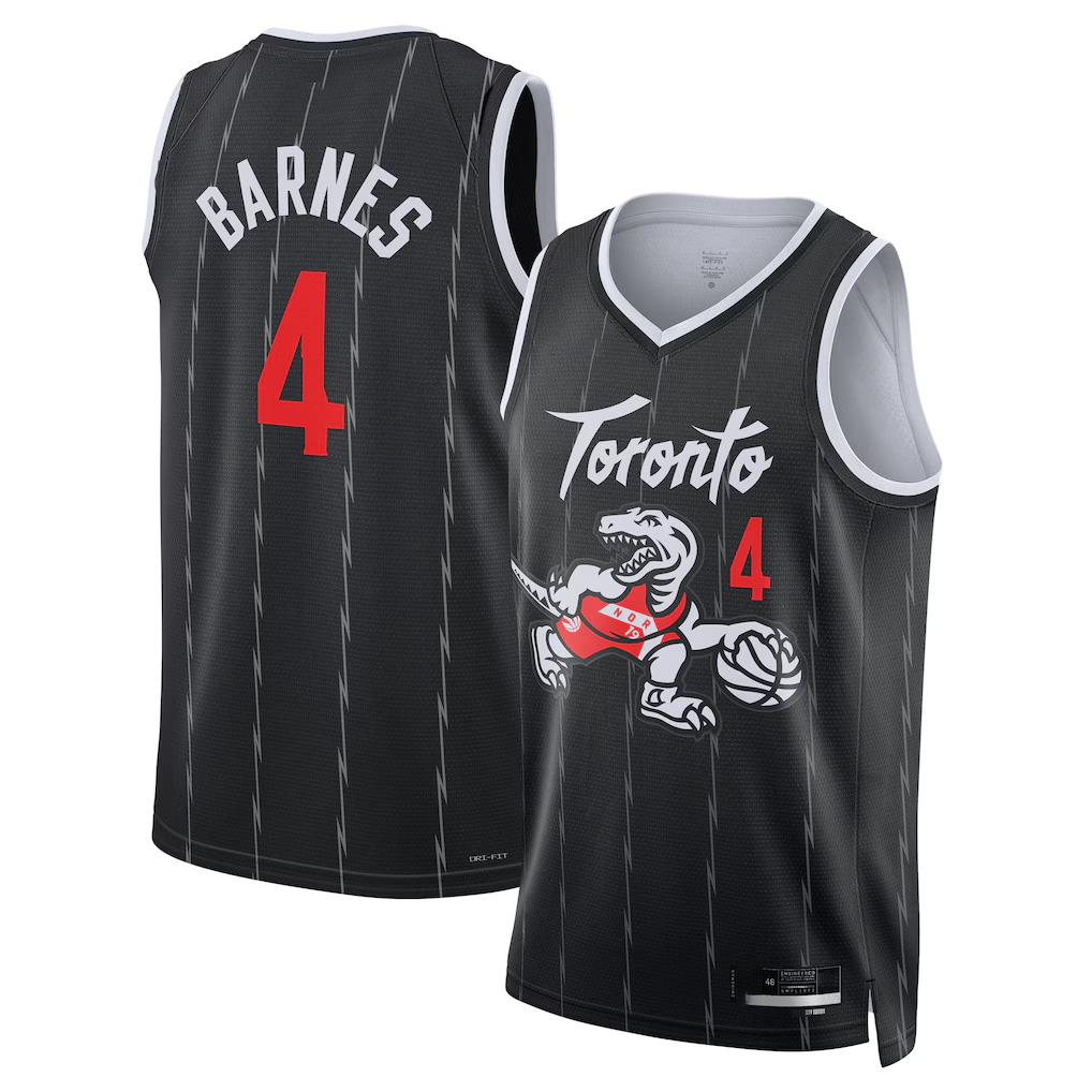 Blackjersey T.Raptors #4 Scottie Barnes Black 202526 Swingman Jerseys - City Edition