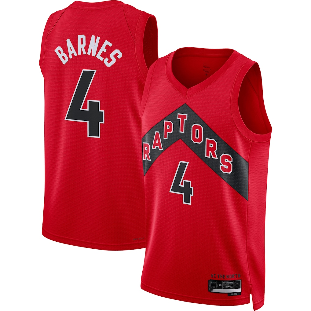 Blackjersey T.Raptors #4 Scottie Barnes Red Swingman Jerseys - Icon Edition