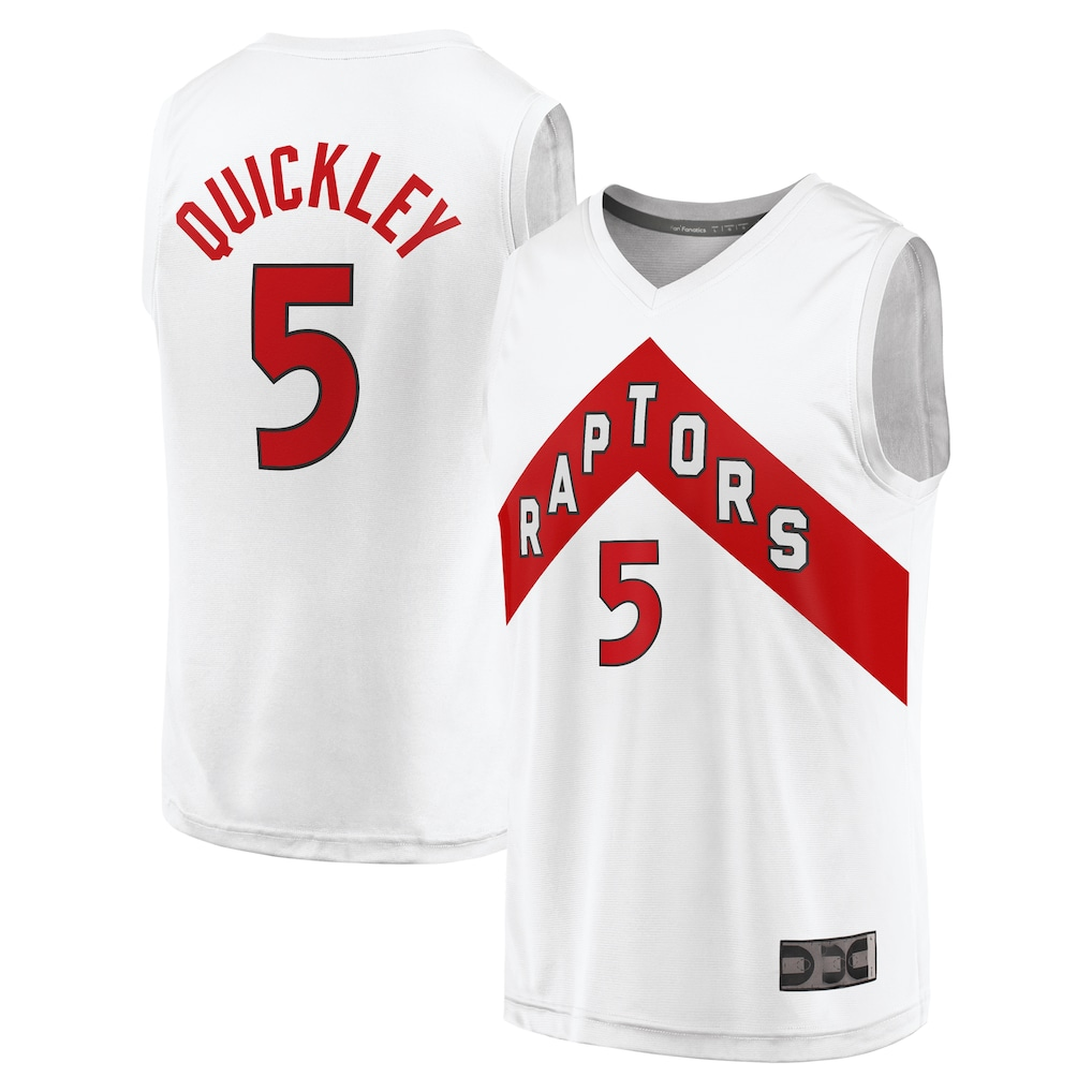 Blackjersey T.Raptors #5 Immanuel Quickley White Fast Break Player Jerseys - Association Edition