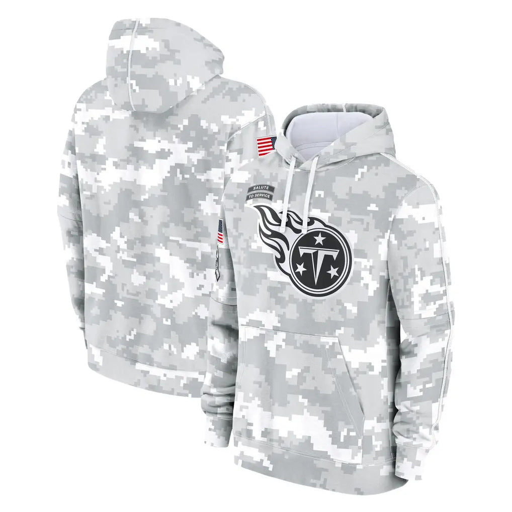 Blackjersey T.Titans Camo Arctic Salute to Service Pullover Hoodies Home Game Blank Player Stitched Jerseys