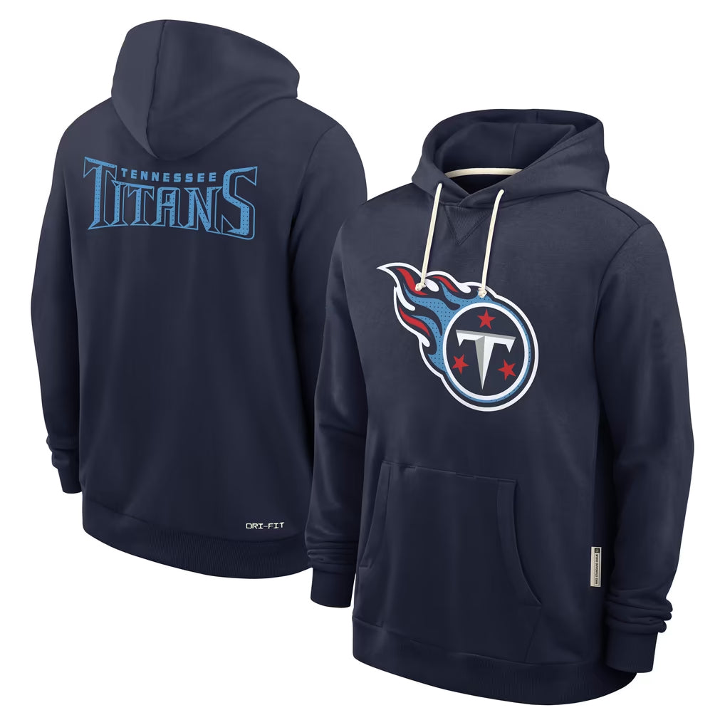 Blackjersey T.Titans Navy LOGO Pullover Hoodies Home Game Blank Player Stitched Jerseys