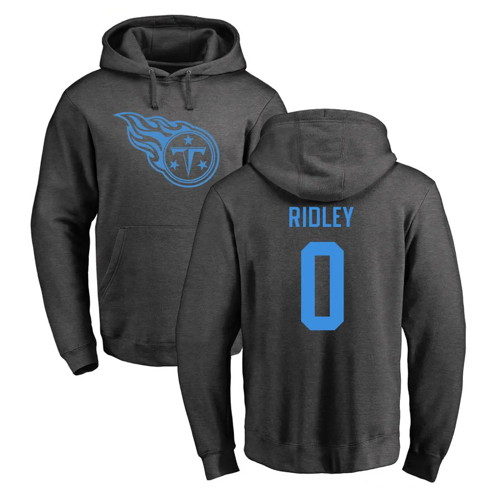 Blackjersey T.Titans #0 Calvin Ridley Player Ash One Color Pullover Hoodies Home Game Stitched Jerseys