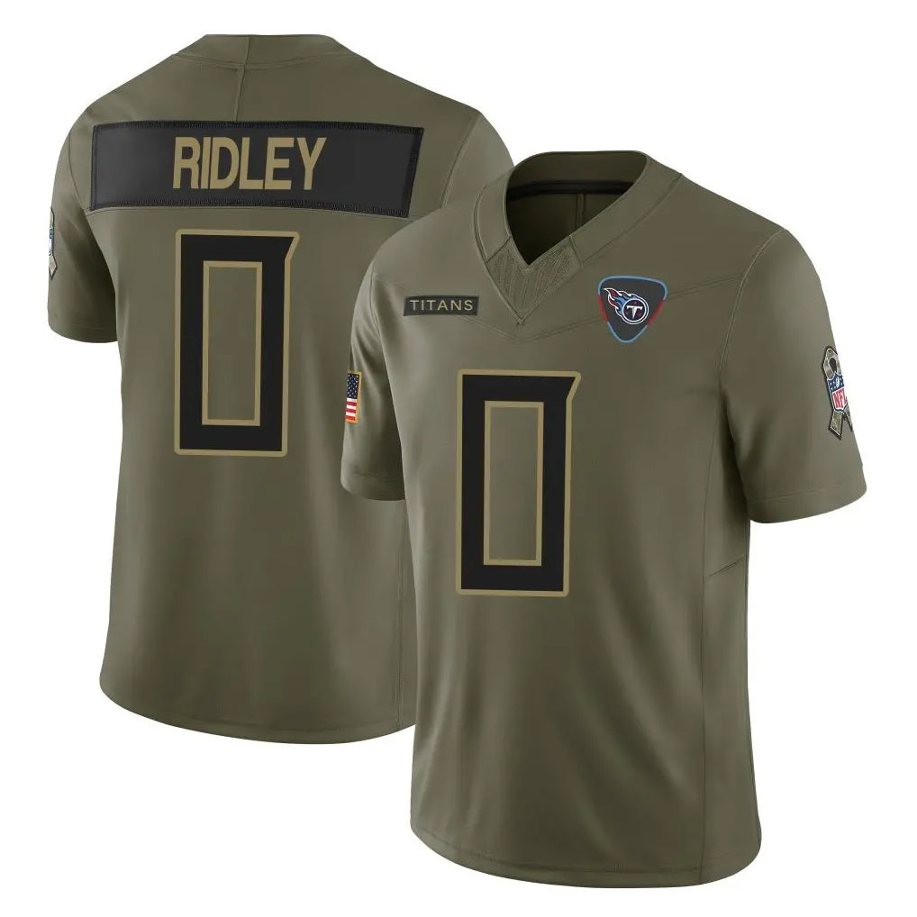 Blackjersey T.Titans #0 Calvin Ridley Player Olive Limited 2025 Salute to Service Home Game Stitched Jerseys