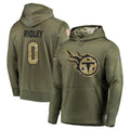 Blackjersey T.Titans #0 Calvin Ridley Player Olive Salute to Service Pullover Hoodies Home Game Stitched Jerseys