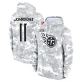 Blackjersey T.Titans #11 Jermaine Johnson II Player Camo Arctic Salute to Service Pullover Hoodies Home Game Stitched Jerseys