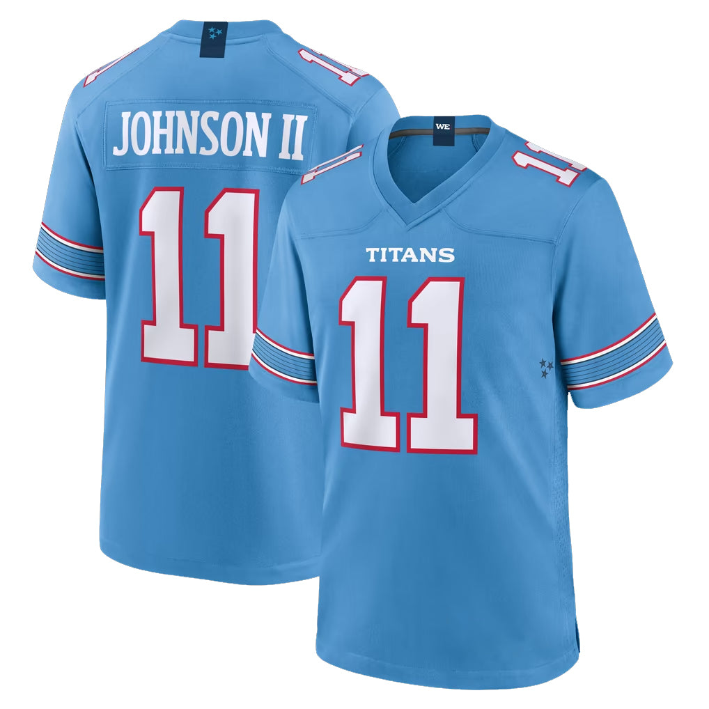 Blackjersey T.Titans #11 Jermaine Johnson II Player Light Blue 2026 Game Home Stitched Jerseys