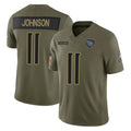 Blackjersey T.Titans #11 Jermaine Johnson II Player Olive Limited 2025 Salute to Service Home Game Stitched Jerseys