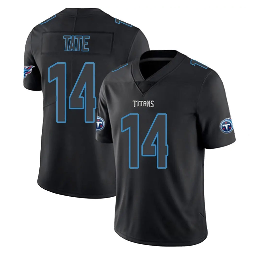 Blackjersey T.Titans #14 Carnell Tate Player Black Impact Limited Home Game Stitched Jerseys