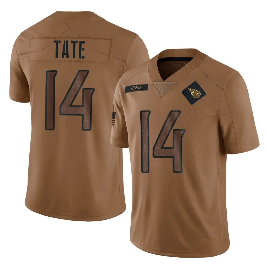 Blackjersey T.Titans #14 Carnell Tate Player Brown Limited Salute to Service Home Game Stitched Jerseys