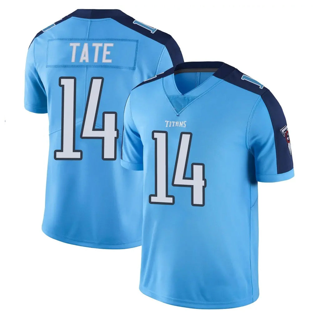 Blackjersey T.Titans #14 Carnell Tate Player Light Blue Limited Color Rush Home Game Stitched Jerseys