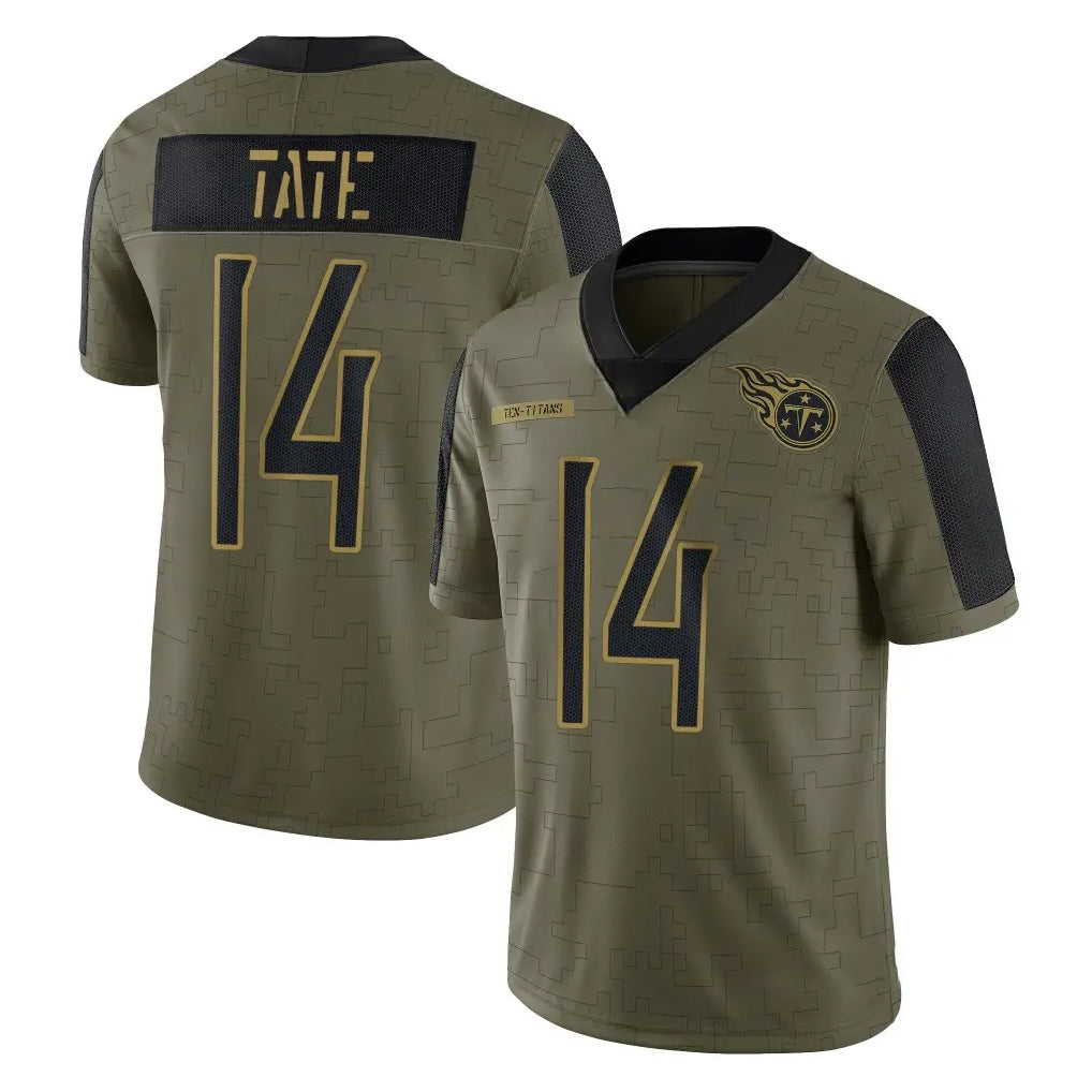 Blackjersey T.Titans #14 Carnell Tate Player Olive Salute to Service Limited Home Game Stitched Jerseys