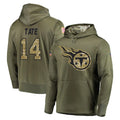 Blackjersey T.Titans #14 Carnell Tate Player Olive Salute to Service Pullover Hoodies Home Game Stitched Jerseys