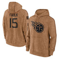 Blackjersey T.Titans #15 Keldric Faulk Player Brown Salute To Service Club Pullover Hoodies Home Game Stitched Jerseys