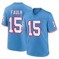 Blackjersey T.Titans #15 Keldric Faulk Player Light Blue Oilers Throwback Home Game Stitched Jerseys