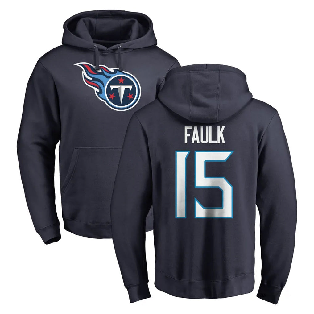 Blackjersey T.Titans #15 Keldric Faulk Player Navy Logo Pullover Hoodies Home Game Stitched Jerseys