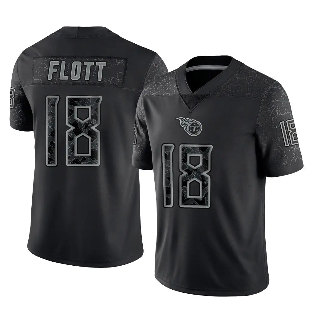 Blackjersey T.Titans #18 Cor'Dale Flott Player Black Limited Reflective Home Game Stitched Jerseys