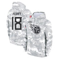 Blackjersey T.Titans #18 Cor'Dale Flott Player Camo Arctic Salute to Service Pullover Hoodies Home Game Stitched Jerseys