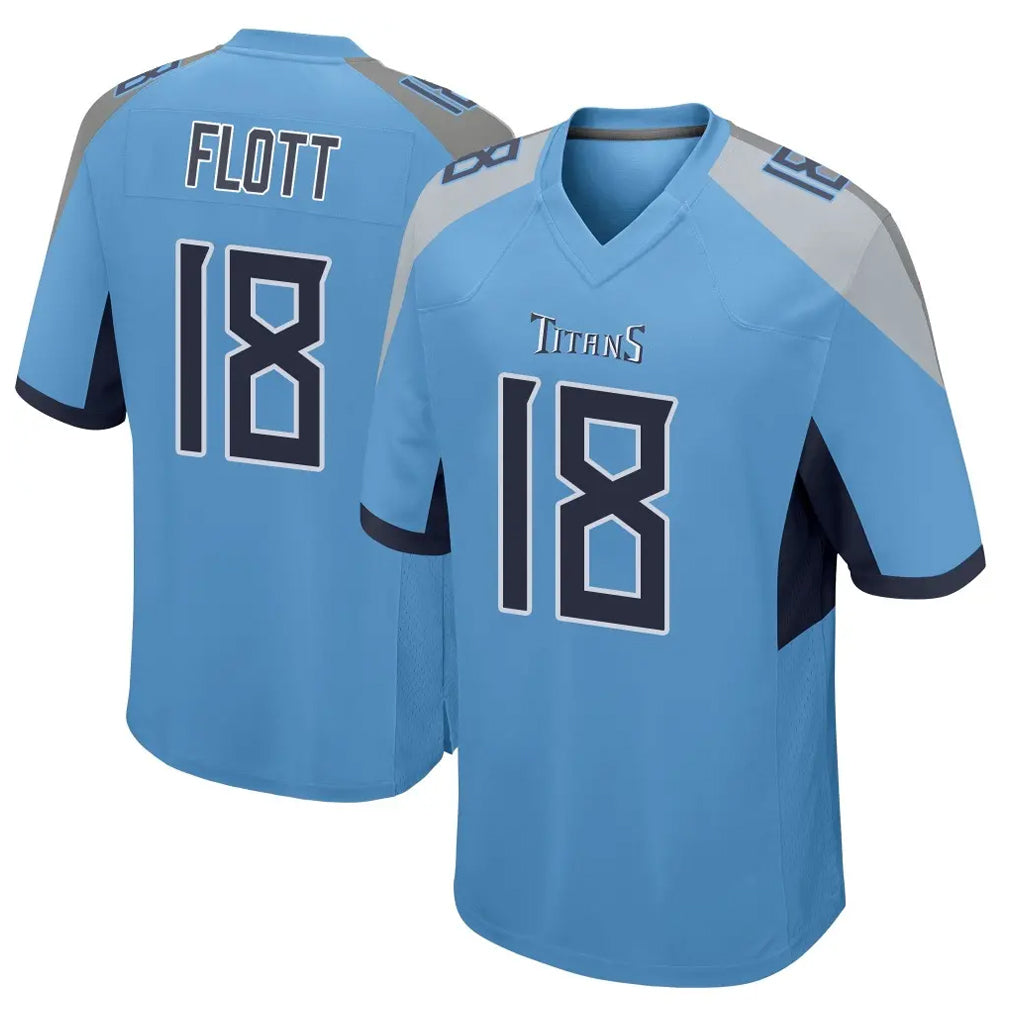 Blackjersey T.Titans #18 Cor'Dale Flott Player Light Blue Home Game Stitched Jerseys