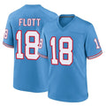 Blackjersey T.Titans #18 Cor'Dale Flott Player Light Blue Oilers Throwback Home Game Stitched Jerseys