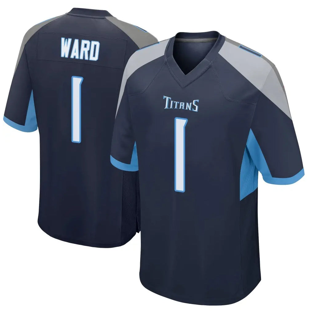 Blackjersey T.Titans #1 Cam Ward Player Navy Home Game Stitched Jerseys