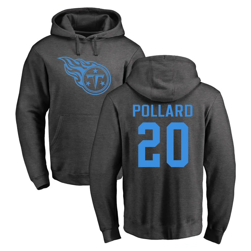 Blackjersey T.Titans #20 Tony Pollard Player Ash One Color Pullover Hoodies Home Game Stitched Jerseys