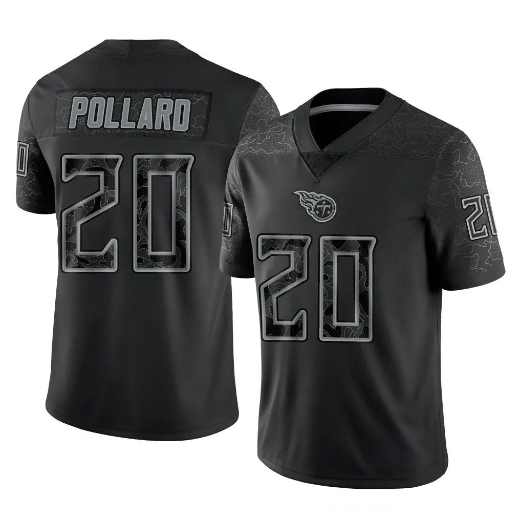 Blackjersey T.Titans #20 Tony Pollard Player Black Limited Reflective Home Game Stitched Jerseys