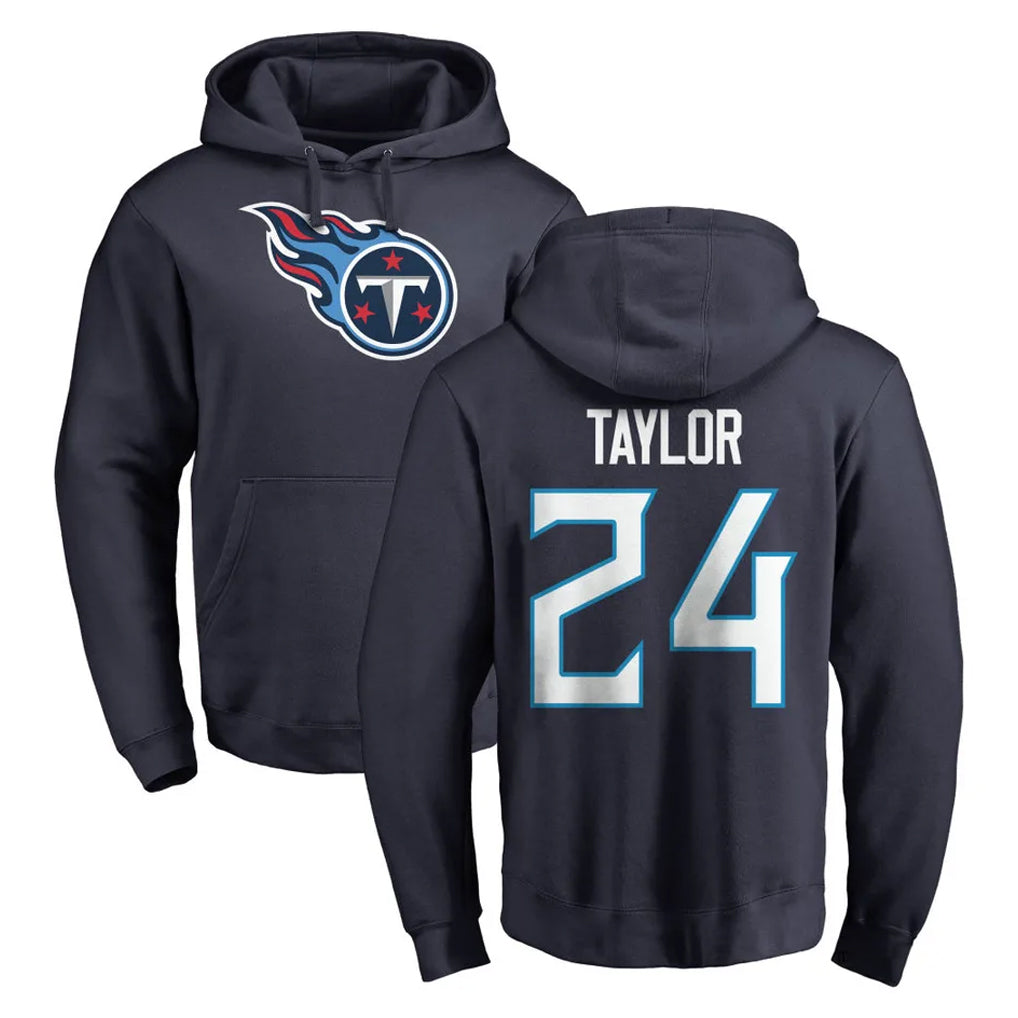 Blackjersey T.Titans #24 Alontae Taylor Player Navy Logo Pullover Hoodies Home Game Stitched Jerseys