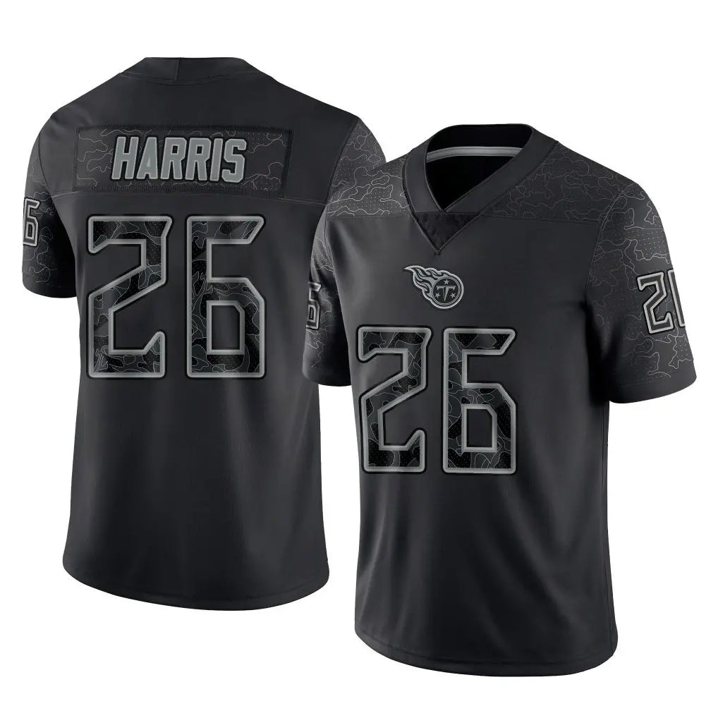 Blackjersey T.Titans #26 Marcus Harris Player Black Limited Reflective Home Game Stitched Jerseys