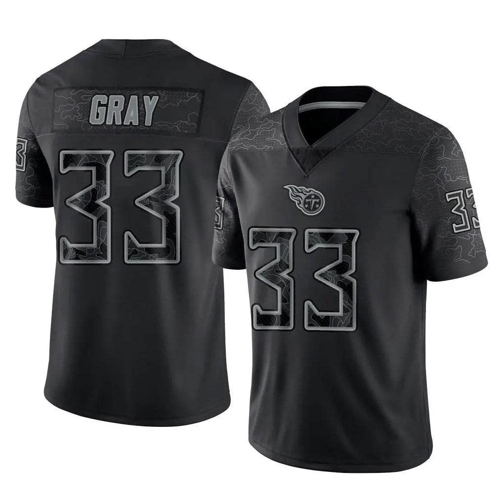 Blackjersey T.Titans #33 Cedric Gray Player Black Limited Reflective Home Game Stitched Jerseys
