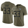 Blackjersey T.Titans #33 Cedric Gray Player Olive Limited Salute to Service Home Game Stitched Jerseys