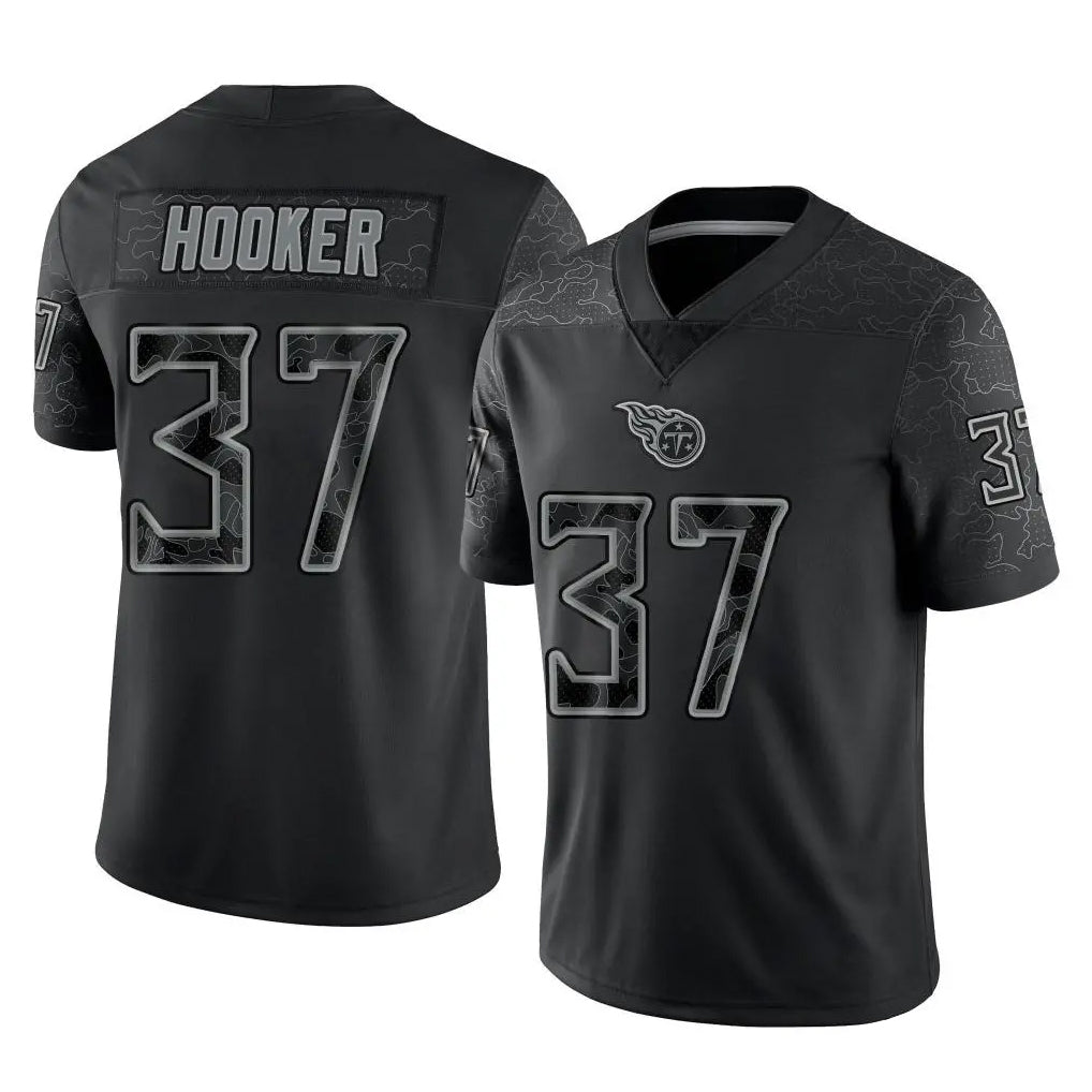 Blackjersey T.Titans #37 Amani Hooker Player Black Limited Reflective Home Game Stitched Jerseys
