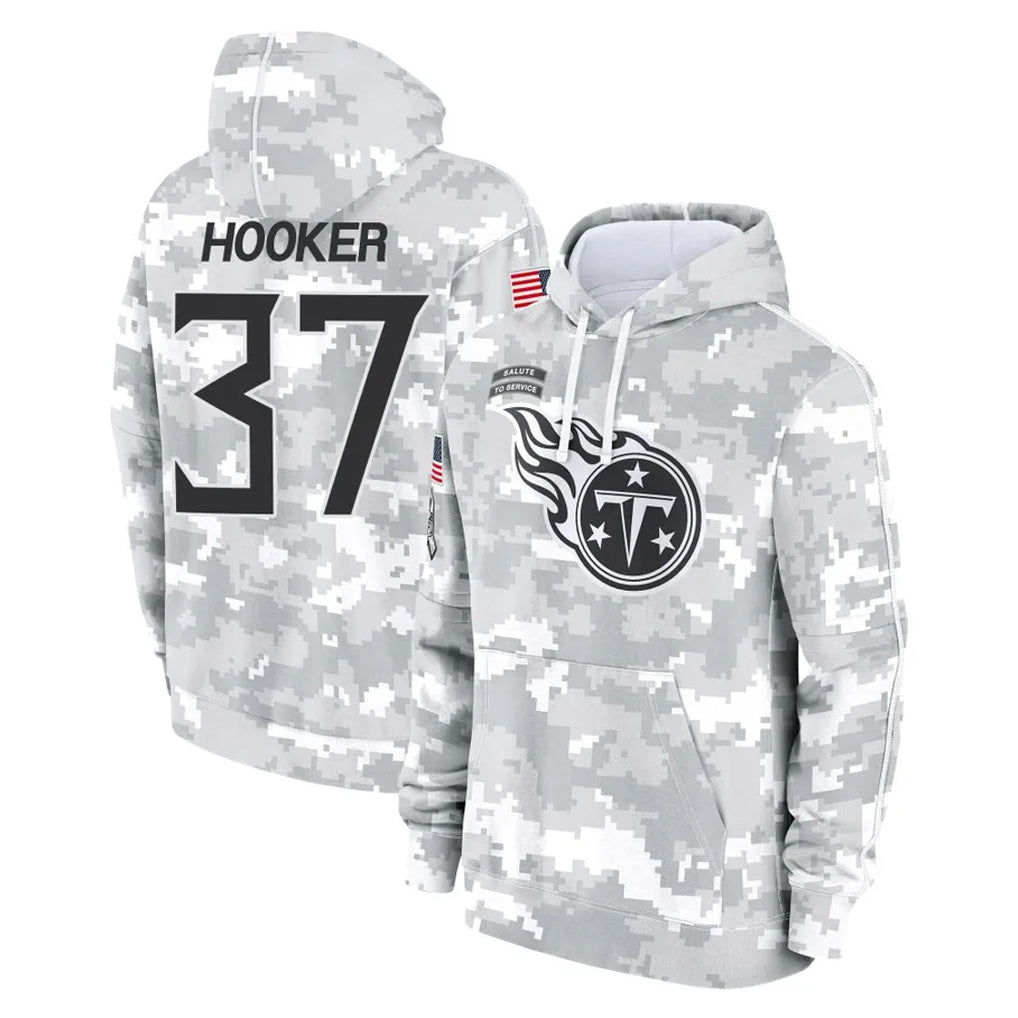 Blackjersey T.Titans #37 Amani Hooker Player Camo Arctic Salute to Service Pullover Hoodies Home Game Stitched Jerseys