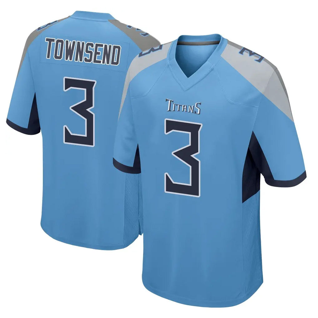 Blackjersey T.Titans #3 Tommy Townsend Player Light Blue Home Game Stitched Jerseys