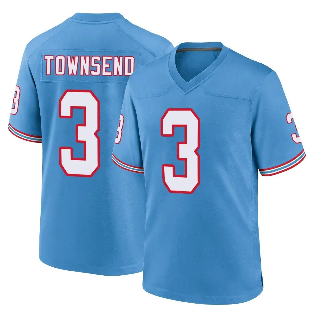 Blackjersey T.Titans #3 Tommy Townsend Player Light Blue Oilers Throwback Home Game Stitched Jerseys