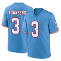 Blackjersey T.Titans #3 Tommy Townsend Player Light Blue Oilers Throwback Home Game Stitched Jerseys