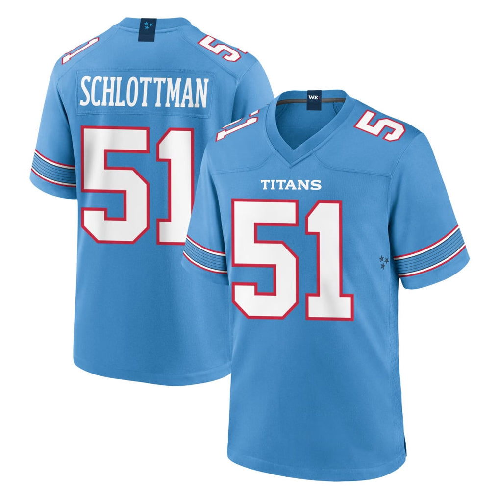 Blackjersey T.Titans #51 Austin Schlottmann Player Light Blue 2026 Game Home Stitched Jerseys
