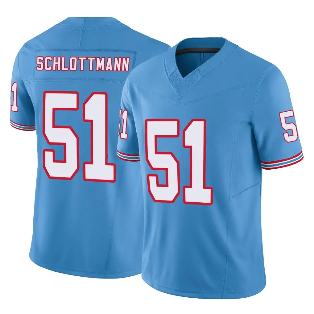 Blackjersey T.Titans #51 Austin Schlottmann Player Light Blue Limited Vapor F.U.S.E. Home Game Stitched Jerseys