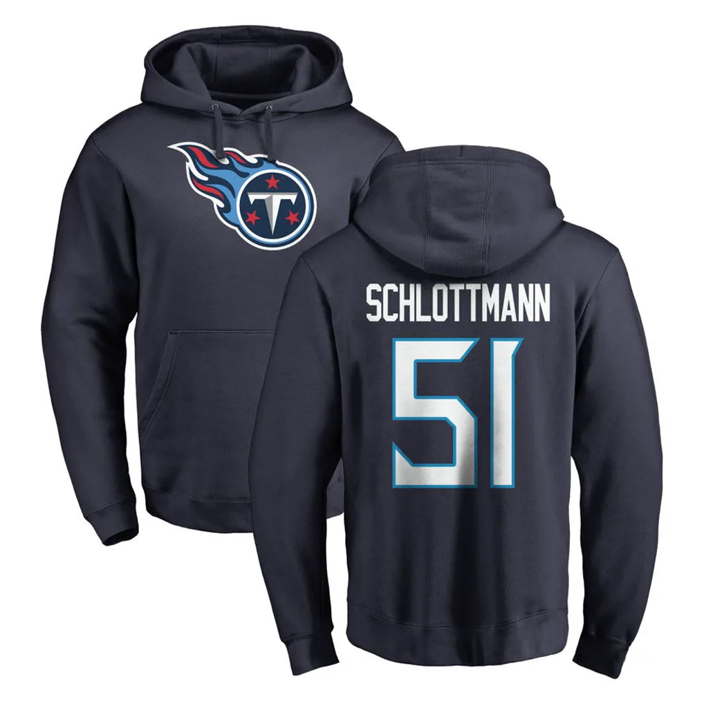 Blackjersey T.Titans #51 Austin Schlottmann Player Navy Logo Pullover Hoodies Home Game Stitched Jerseys