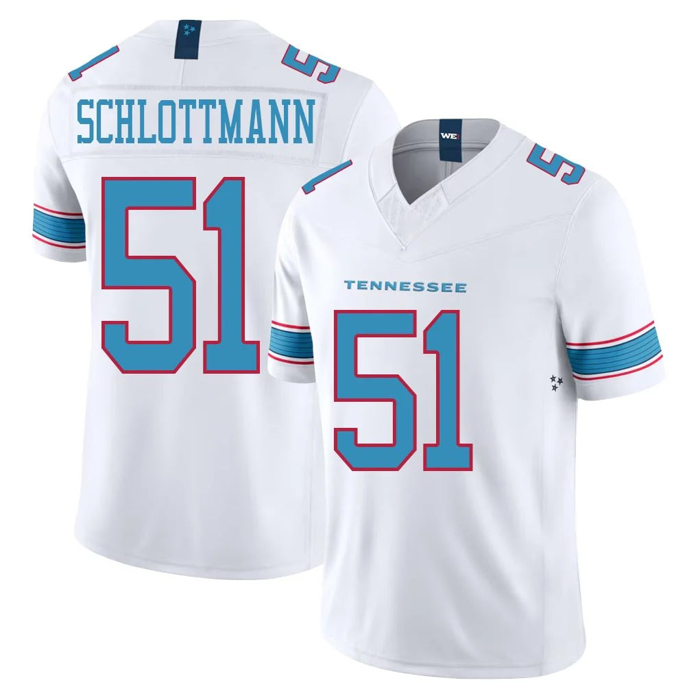 Blackjersey T.Titans #51 Austin Schlottmann Player White Limited Vapor F.U.S.E. Home Game Stitched Jerseys