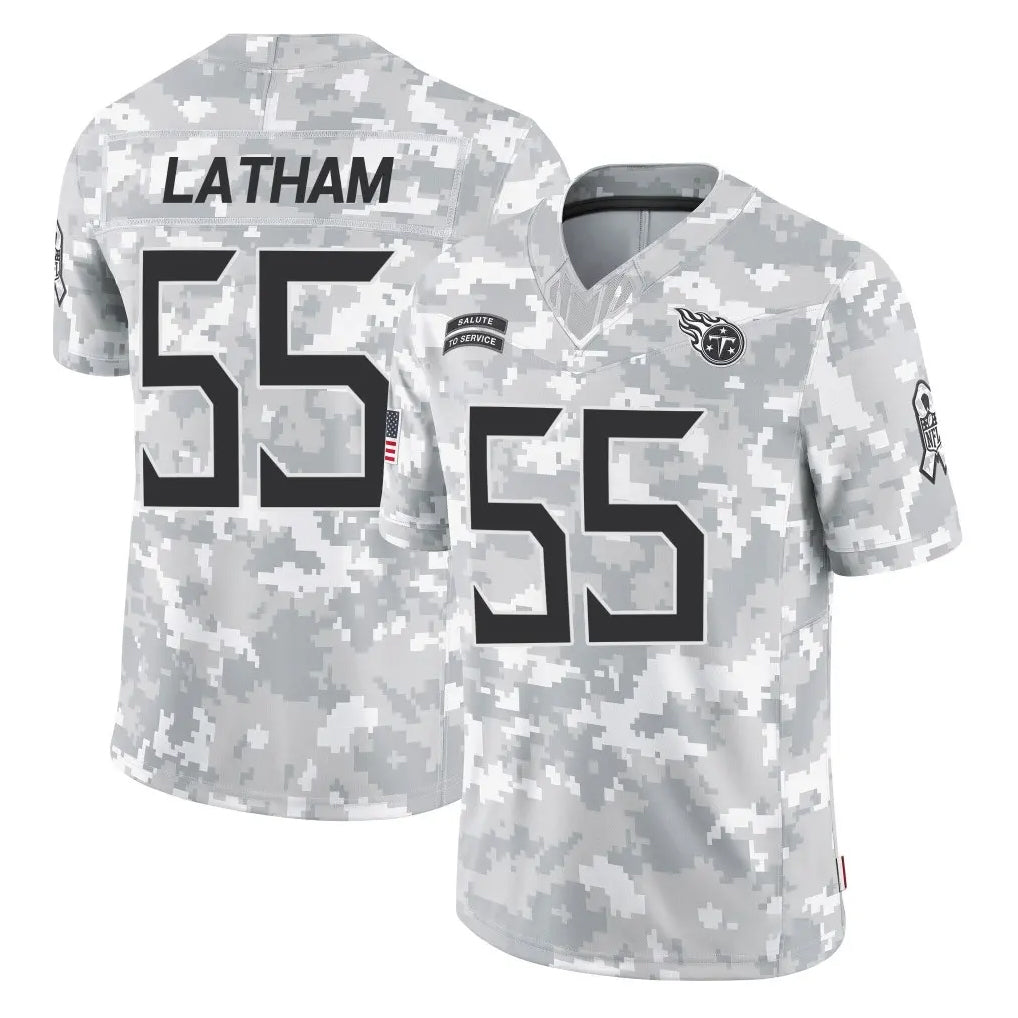 Blackjersey T.Titans #55 JC Latham Player Arctic Camo Limited Salute to Service Home Game Stitched Jerseys