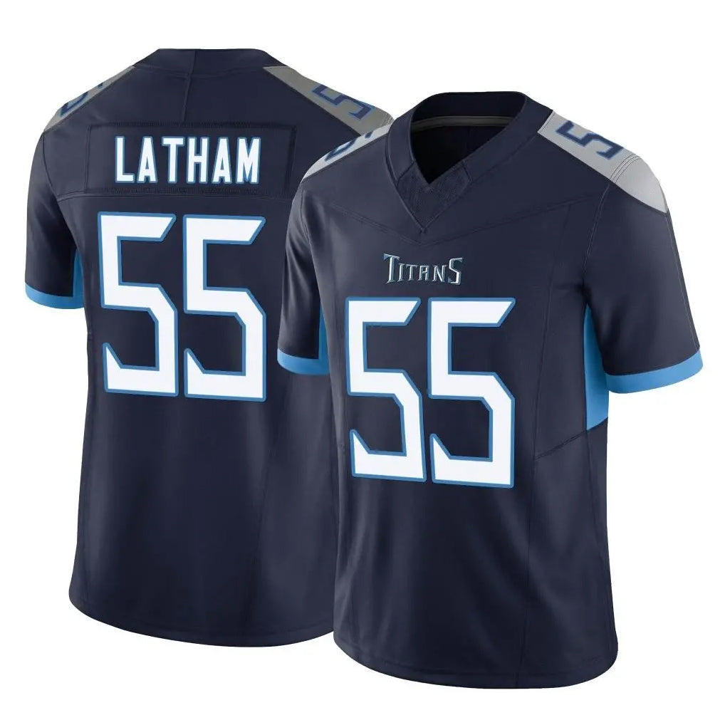 Blackjersey T.Titans #55 JC Latham Player Navy Limited Vapor F.U.S.E. Home Game Stitched Jerseys